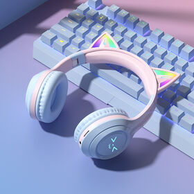 New Popular Newest Cat Ear Wireless Bluetooth Headsets With Colorful Gradient For Pretty Girl Bluetooth 5.4 Latest