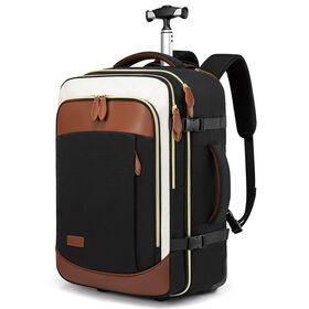 50L TSA-freundlicher Reiserucksack mit Rädern und Teleskopgriff - Wasserdichter Handgepäck-Wochenendrucksack mit 15 Taschen für 3-5-tägige Reisen
