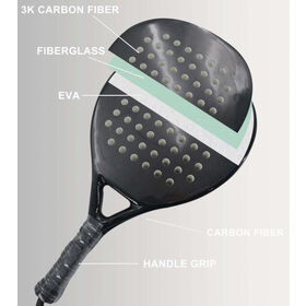 Raw Carbon Fiber & Kevlar Pickleball Racket with 16MM Core & Long Handle, Designed for Ultimate Spin, Control & Power