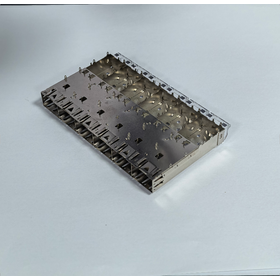 Cage de blindage EMI SFP 1*6 Press-fit avec guide de lumière, pour module émetteur-récepteur optique SFP SFP, montage à pression sur PCB.