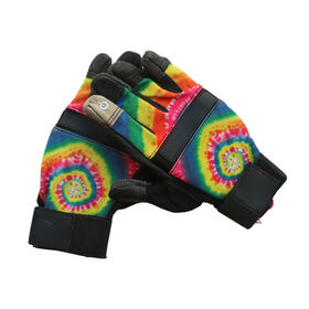 Best Wholesale Rainbow Tie Dye Skate Gloves Adjustable Wrist Strap Touch Fingers Protective Longboard Slide Gloves gift