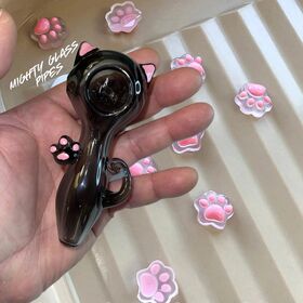 Kepingan Kaca Cakar Kucing Hitam dengan Detail Merah Muda Grosir, Harga Pabrik