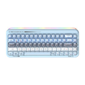 SK-713CTM Tri-Mode 68-Key Ergonomic Membrane Keyboard with Jelly Crystal Caps, RGB light, ergonomic design , five row keycaps