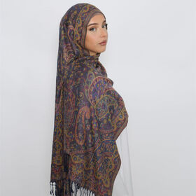 Scose Silky Pashmina Reversible Paisley Long Tassel Shawl Wrap Scarf for Women