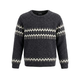 OEM Jungen Lässiger Rundhals-Strickpullover mit geometrischem Jacquard-Muster und langen Ärmeln für den täglichen Gebrauch