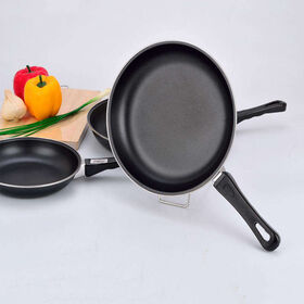 Antihaftbeschichtete Wok-Pfanne aus Eisen und Edelstahl, Universal für Gas und Induktion, 12 Zoll Bratpfanne