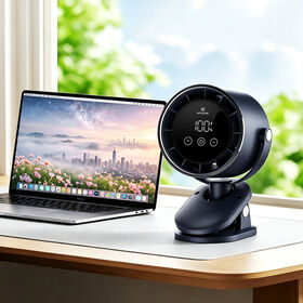 Clip-on Monitor Lüfter, 100-stufige stufenlose Regelung, Digitalanzeige, 90° Neigung, Turbo, 2x18650 3600mAh, CE/FCC/RoHS für Büro