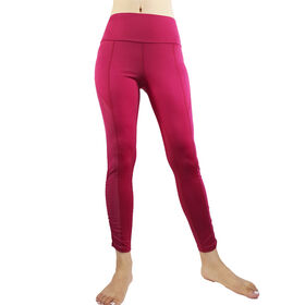 OEM Women's High-Waist Recycled Leggings with Side Mesh Insert & Shirring Seam, Tummy Control Workout Yoga Pants for Gym Fitness