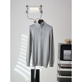 Men's Quarter Zip Mock Neck Knit Sweater, Classic Ribbed Collar Long Sleeve Pullover Jumper for Casual Daily Wear