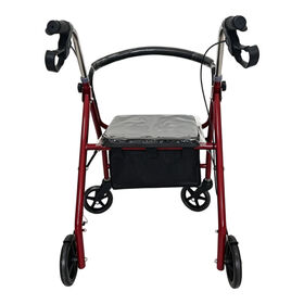 Foldable Rollator Walker with Seat 4 Wheel Lightweight Walking Aid with Basket and Brakes for Elderly Disabled Travel Use