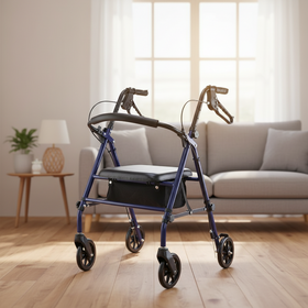 Leisure Chair Steel Rollator Walker for Adult Lightweight Portable Mobility Aid Rollator Foldable Walker With Seat for Disabled