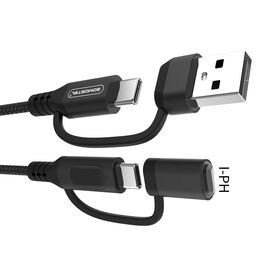 SMS BJ24 Hotsale 4-in-1 Multi-Function Quick Charge Data USB Cable with Digital Display Supports Regular Fast Charging Cable