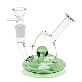 Wholesale green glass beaker with clear dome body and artistic round base,factory price