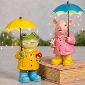 BSCI Audited Factory Price High Quality Solar Light Frog and Pig Statue Garden Statue Outdoor Decoration