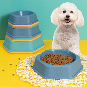 Pet Bowl Hexagonal Single Dog Bowl Non-Slip Base Pet Food Water Bowl Pet Feeding Bowl for Cats & Dogs