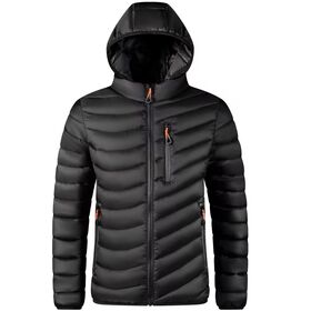 Men's Winter Casual Nylon Polyester Zipper Jacket with Detachable Hood Lightweight Multi-pocket Plus-size