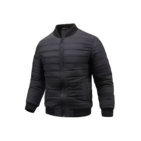 Men's Slim Lightweight Varsity Jacket 2026 Winter Warm Zipper Closure Collarless Versatile Stylish Medium-Length Polyester Coat