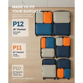 6 pack 210D ripstop nylon water-resistent Travel Packing Cubes Set Compression Organizers for 20" Luggage