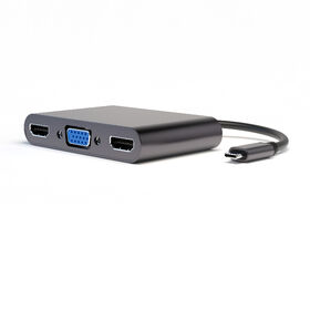 HUB USB C, Adaptador de vídeo tipo C para HDMI duplo, Hub USB 3.0, Docking Station PD