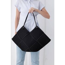 Tas Tote Ringan Kepang Bahan Felt - Desain Luas, Kasual, Modern, Tekstur Artisanal, 100% Poliester