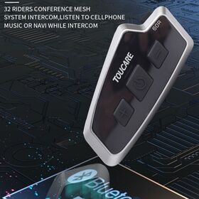 TOUCARE 32 Rider Bluetooth Intercom Headset IP67 Waterproof Acoustic Echo Control for Modular Full Helmet Touring