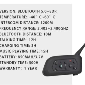 V6 Bluetooth Intercom Helmet Talk System IP67 Waterproof 6 Rider Conference for Long Haul Touring
