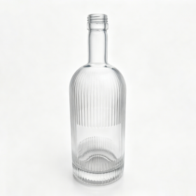 500ml Clear Vertical Ribbed Round Glass Liquor Bottle for Gin Vodka Custom Logo