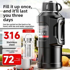 316 SS Large-Capacity Vacuum Thermos-72H Hot/Cold, 1300-6000ml, Backpack/Hand Carry, Tea-Water Separation, Outdoor Travel