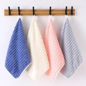 Fábrica al por mayor de la tira del caramelo toalla de baño toalla de coral 30*60 toalla absorbente de secado rápido