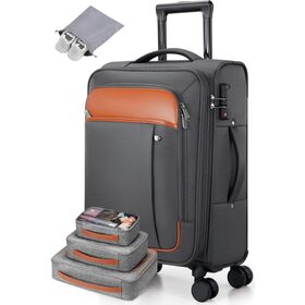 Wholesale Soft-side Expandable Polyester Front-Laptop-Pocket with 4 Packing Cubes Spinner Carry-on Luggage For Business