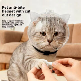 Elizabethan Collar Cat Hood Bite-Proof Headgear Feline Space-Age Cap Bathing Nail Trimming Protection Fighting Scratching
