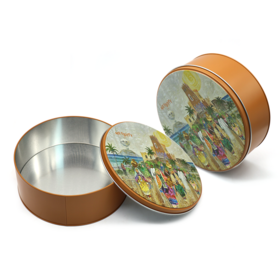 Boîte Métallique Ronde et Rectangulaire Personnalisée en Fer Blanc de Qualité Alimentaire pour Pâtisseries, Baklava, Biscuits au Beurre et Boîte à Gâteaux avec Couvercle