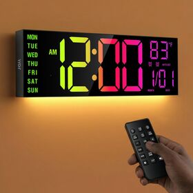 OEM Factory Custom 16.2-Inch RGB LED Remote Control Digital Wall Clock with Dual Alarms & Night Light for Home Office Gym Retail