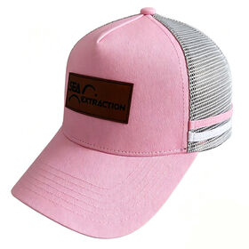Custom Pink Sea Extraction Trucker Hat | Marine Conservation Theme Park Souvenir & Ocean Gift Shop Leather Patch Cap