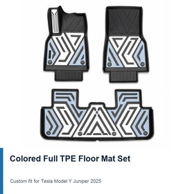 Color-Injected Full TPE Floor Mat Set for Tesla Model Y Juniper 2025 All-Weather Interior Protection
