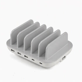 Stasiun pengisi daya ponsel USB Tipe-C 5 port stasiun pengisi daya ponsel portabel cepat listrik DC publik 35w grosir