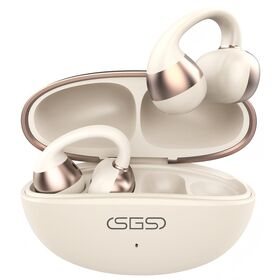 New S74 Clip Earbuds Lightweight, Secure Fit, 35H Playtime Black/White