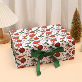 Boîte rigide se pliante de Noël de boîte d'aimant de boîte rouge de carton ondulé empaquetant avec le couvercle magnétique de fermeture