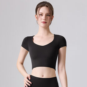 Wholesale yoga wear sports seamless sexy bra shockproof active wear one piece fixed chest pad nude feeling crop top bra for women