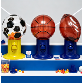 Le football populaire et le distributeur automatique de sucrerie de forme de basket-ball, distributeur en plastique sûr de sucrerie, cadeaux de faveur de partie