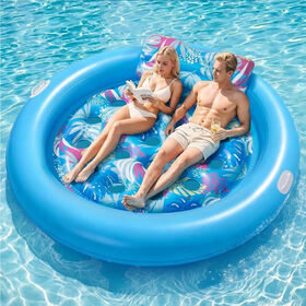Thickened double adult circular inflatable swimming pool floating bed suitable for sunbathing blue, pool float
