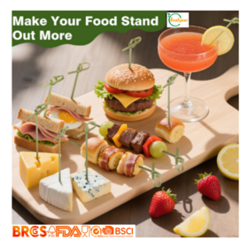 Großhandel Einweg-Bambus-Knoten-Spieße 70-150mm FSC-zertifizierte natürliche Bambus-Cocktail-Bar-Picks