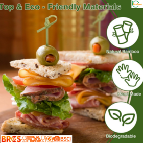 أسياخ خيزران FSC، مادة الخيزران الطبيعية، 70-150 ملم، أعواد كوكتيل للاستخدام مرة واحدة، مصنع مباشر