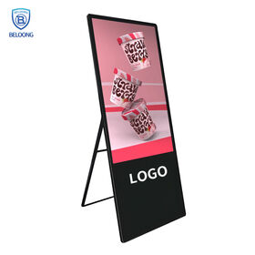 Hot selling 32/43/49/55 inch 4K android system folding street advertising display with remote control portable advertising player