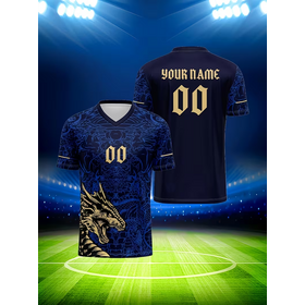Wholesale OEM ODM 100% Polyester Blue Dragon Sublimation Custom Football Jersey for Club Team Game
