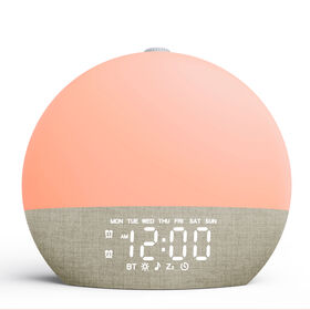OEM Fabric Bluetooth White Noise Sunrise Alarm Clock with USB Output for Bed Room