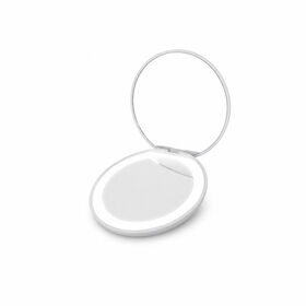 Custom Logo Portable Folding Rechargeable LED Compact Makeup Mirror for Outdoor Travel