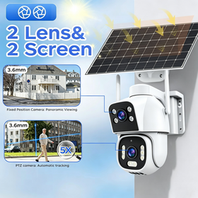 4G Outdoor Solar Kamera Dual Lens Mensch Detect Nachtsicht PTZ Kamera