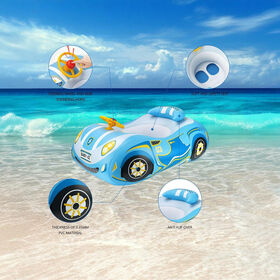 Hot selling thickened children's inflatable car swim ring blue sports car design , pool float, floating car, car inflatable bed