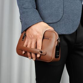 Fashion Portable Anti-Theft PU Leather Zipper Closure Multi-Compartment Clutch Bag & Business Handbag for Men